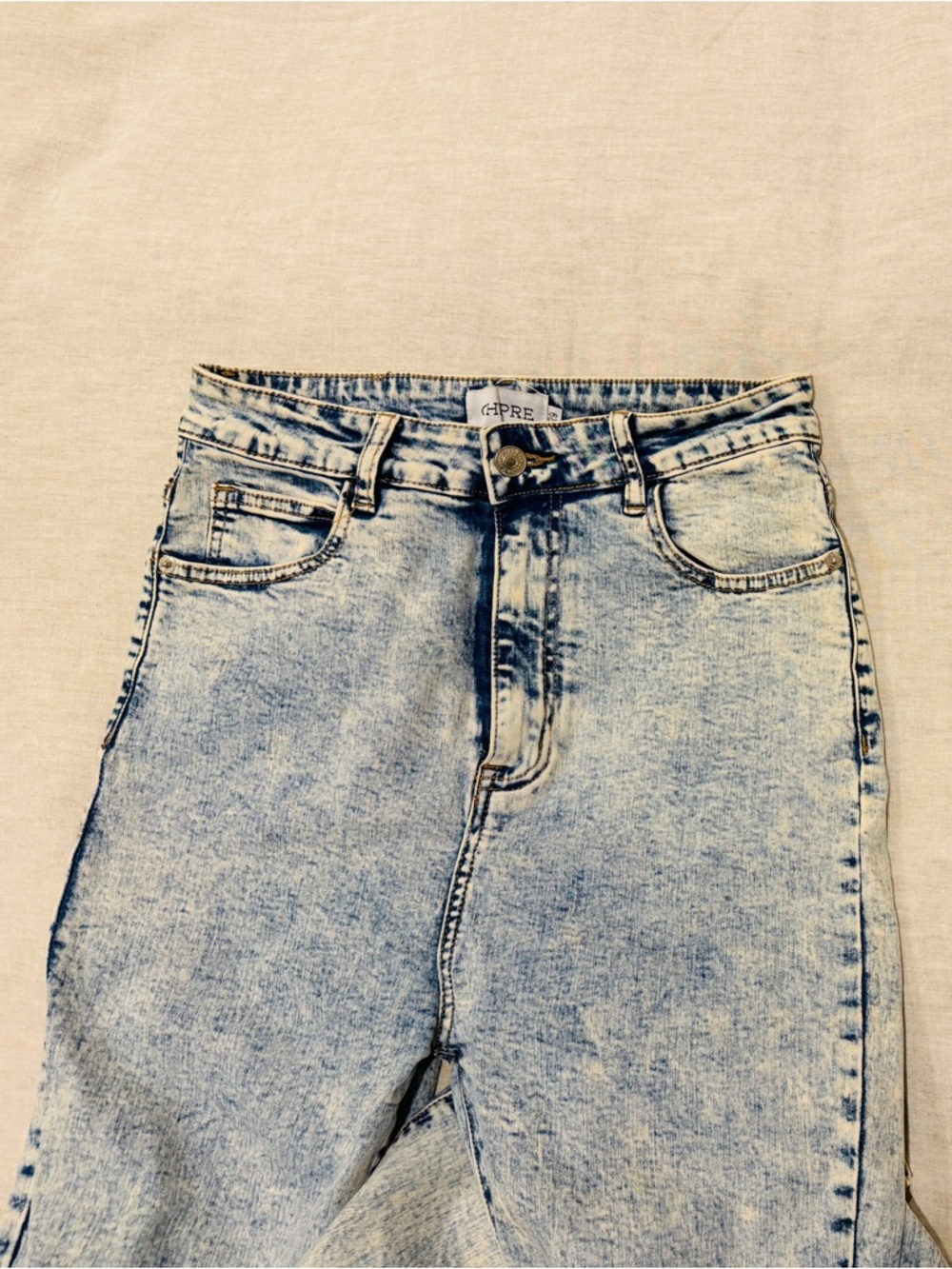 High-Rise Acid Wash Light Blue Jeans